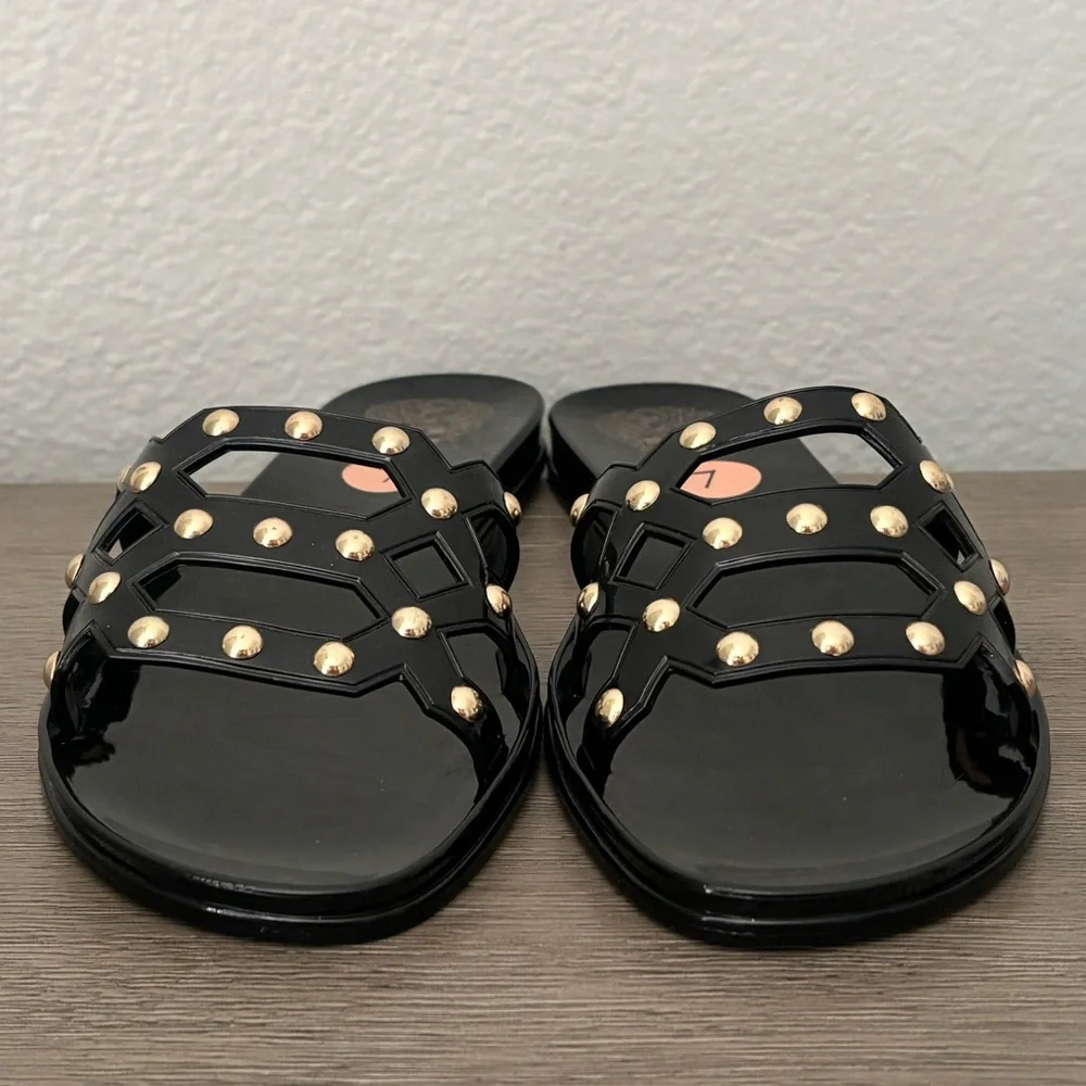 Vince Camuto • Carron Jelly Slide Sandals - Black w/ Gold Studs, Women’s Size 7 - Picture 4 of 14